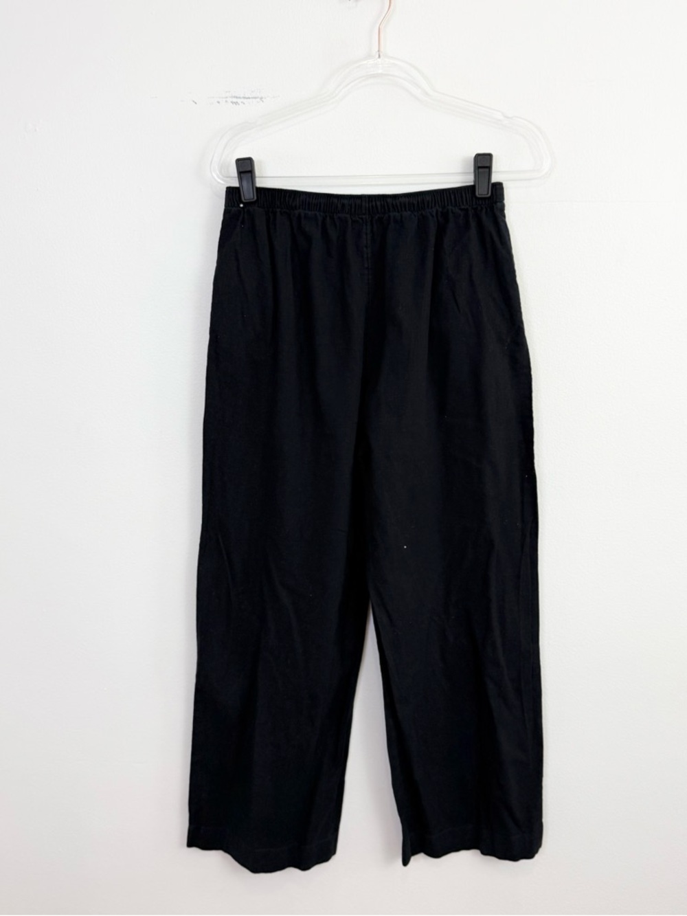 Abercrombie Linen Blend Wide Leg Pants Black Elastic Waist Minimalist Size M - Picture 6 of 6